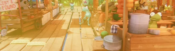Miho walks past busy market stalls