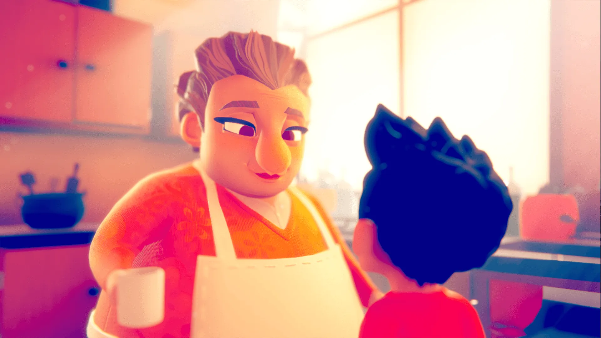 Nana talks with Miho over a cup in the kitchen