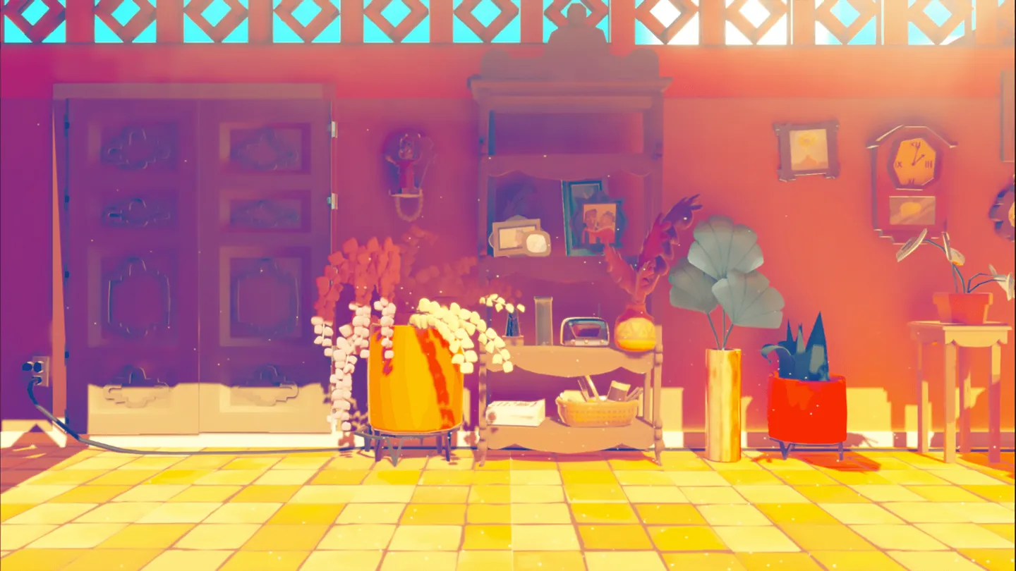 A colourful room filled with keepsakes and clay figurines